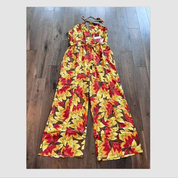 Farm Rio x Anthropologie Fruit Print Jumpsuit, Size L, Wide Leg, One Piece, NWT - Picture 5 of 12